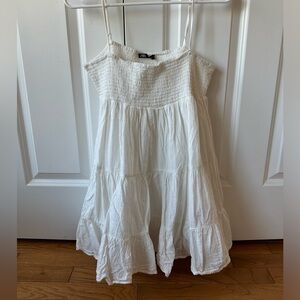 White ruffle mini dress